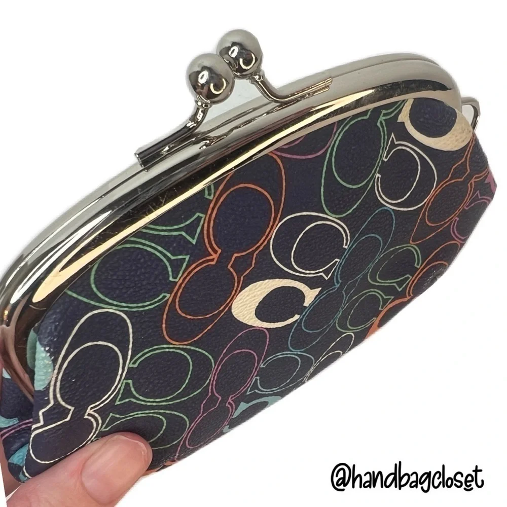 Coach Navy Optic C Rainbow Vintage Coin Bag